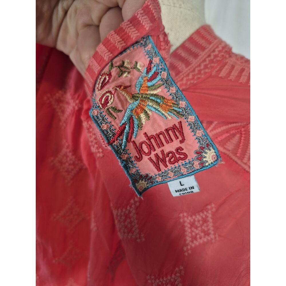 Johnny Was California Pink Embroidered Long Sleeve Tunic Top Large - Picture 9 of 9